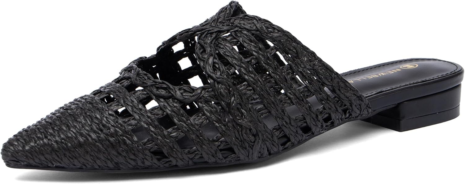 NEWBELLA Women's Low Heel Mules - Pointed Toe Slip On Commuter Shoes, Comfortable Casual Sandals for Work & Everyday Wear