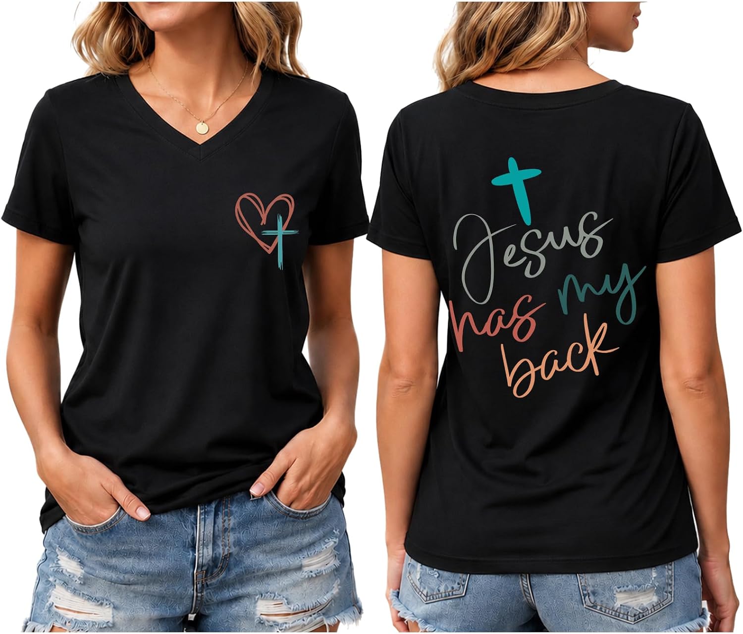 Jesus Shirts for Women Jesus Has My Back Shirt Christian Tshirts I Can't But I Know A Guy Shirt Religious Faith Tee