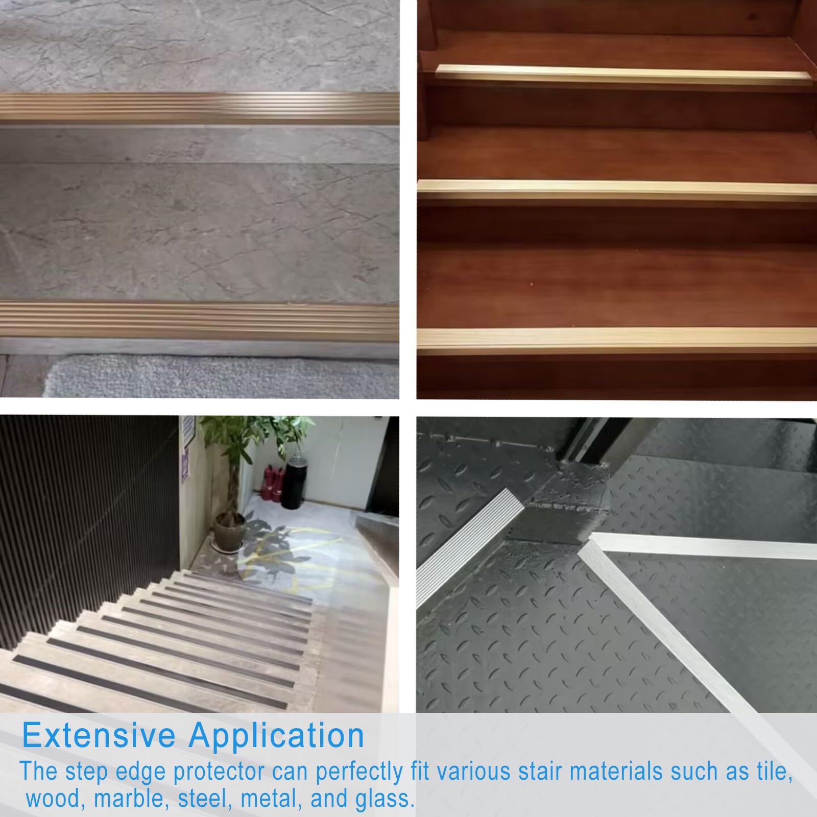 Perfil Protector de Escalera Protector De Bordes Para Escaleras De Aleación De Aluminio, Perfil Antideslizante Gris Cortable Para Escaleras(160cm/5.2ft)