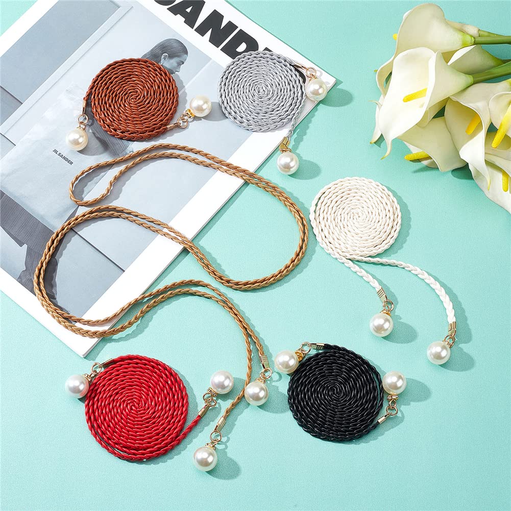 CRASPIRE Ceinture De Taille Pour Femme – 6 Couleurs Tressées – Chaîne Tressée à Pompons Avec Perle D