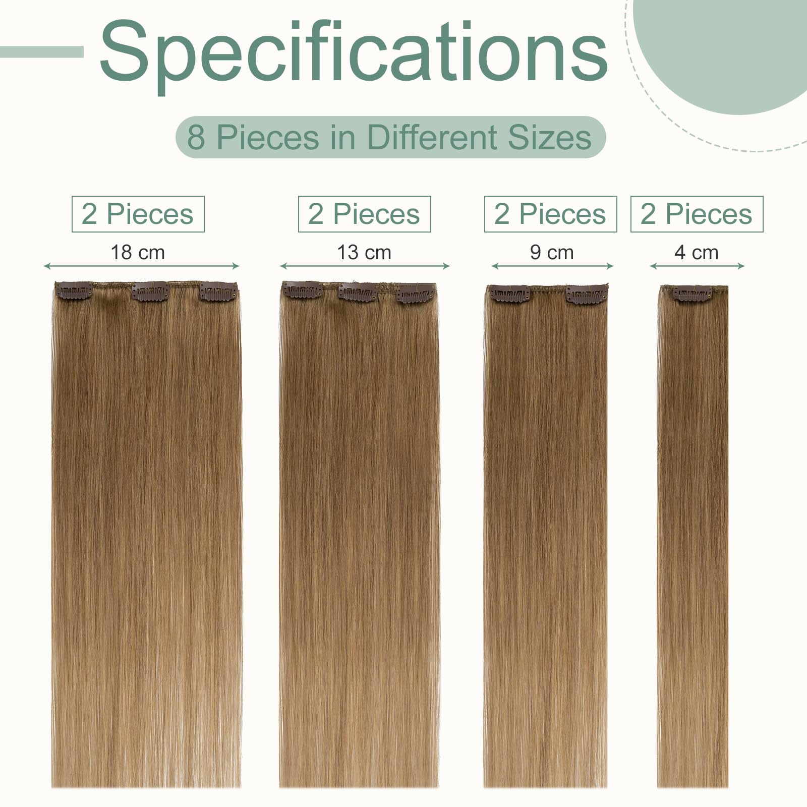 Rich Choices Clip in Hair Extensions Real Human Hair Light Brown 8 Inch Remy Extensions Clip in, 8PCS 45g Invisible Thin Weft - Image 3