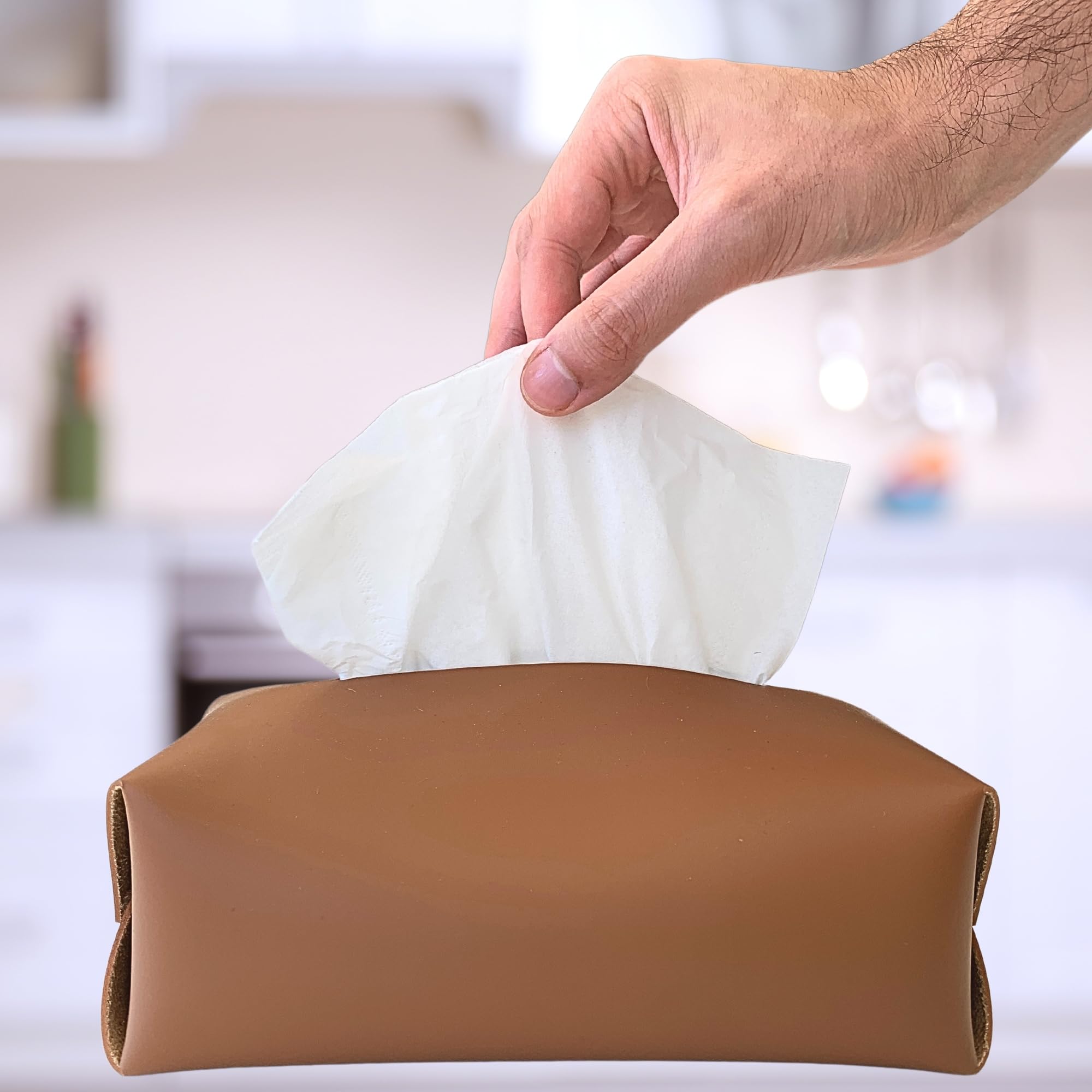 Portafazzoletti In Pelle Sintetica - Scatola Elegante Per Casa, Ufficio E Auto - Foto 3