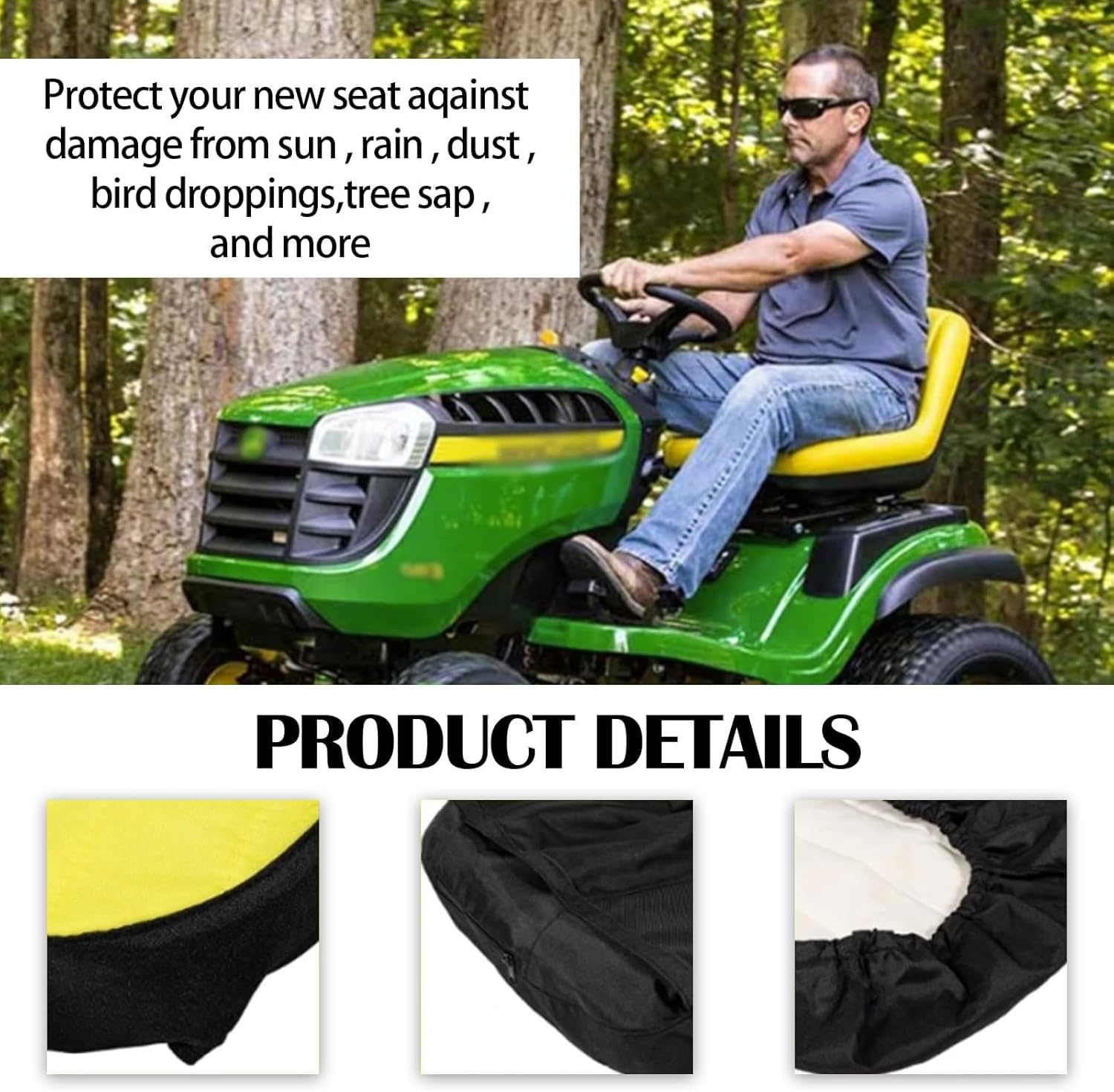 Funda Asiento Tractor, para Husqvarna YTH 18542 2016-2023 | Funda Asiento Tractor Impermeable, Tejido Oxford , Cubierta Acolchada Con Bolsillos, Protector Ajustable Cortacesped