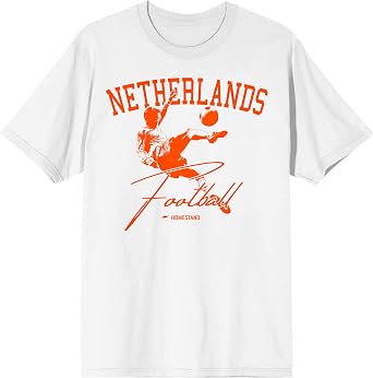 Homestand Netherlands Football Adult White Crew Neck Short Sleeve T-Shirt