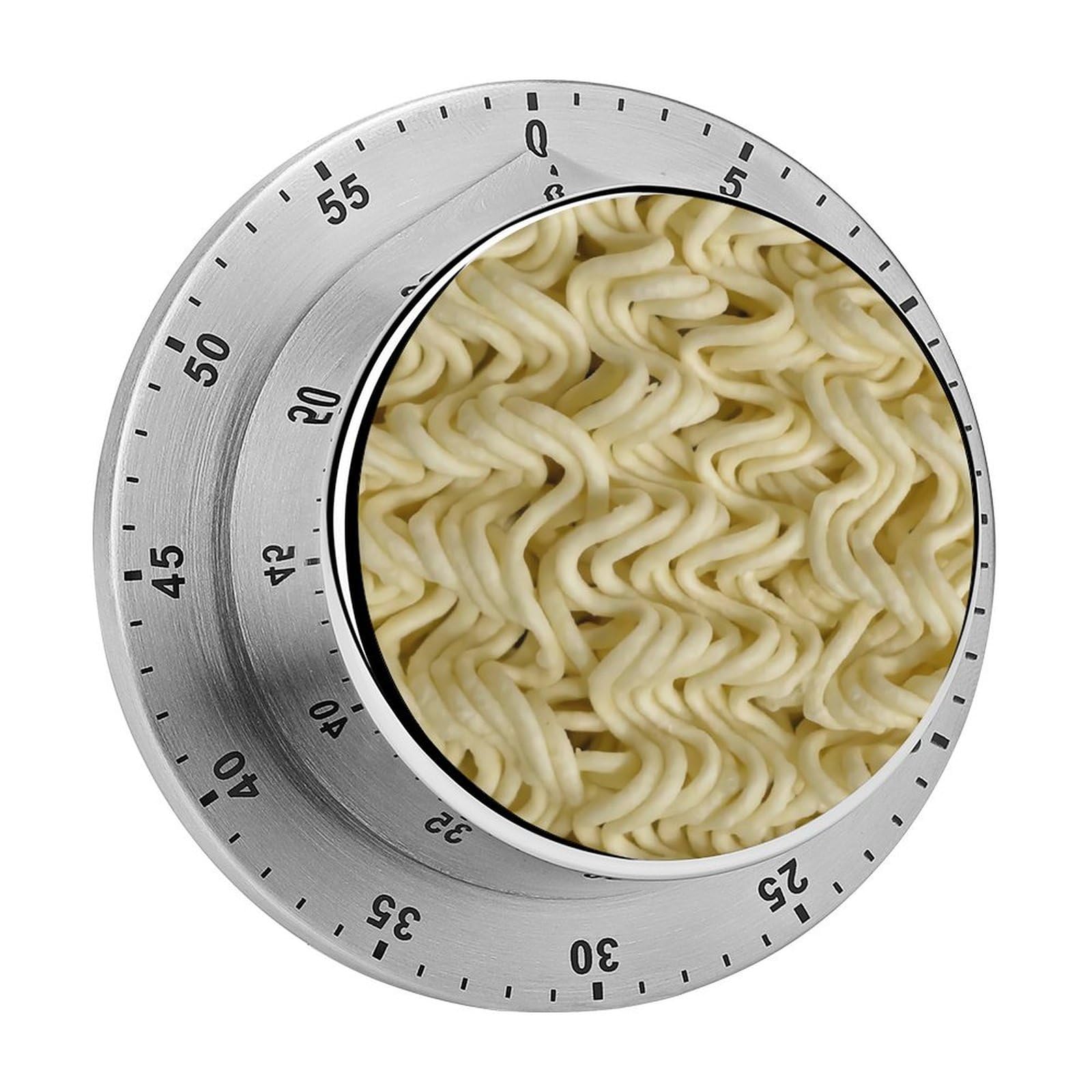 Ramen Noodles Food Stainless Steel Magnetic TimerMechanical Kitchen Timer, No Battery, for Cooking, Studying, Workouts