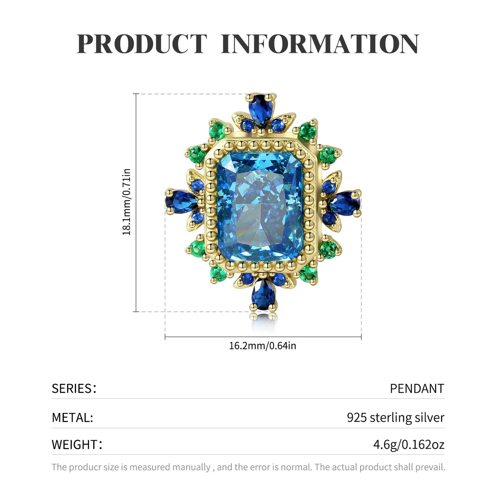 Collar De Colgante Cuadrado De Piedra De Alto Carbono Romántico Azul De Plata De Ley 925, Regalo De Cumpleaños Para Mujer, Joyería Fina, Collar, Correa De Reloj