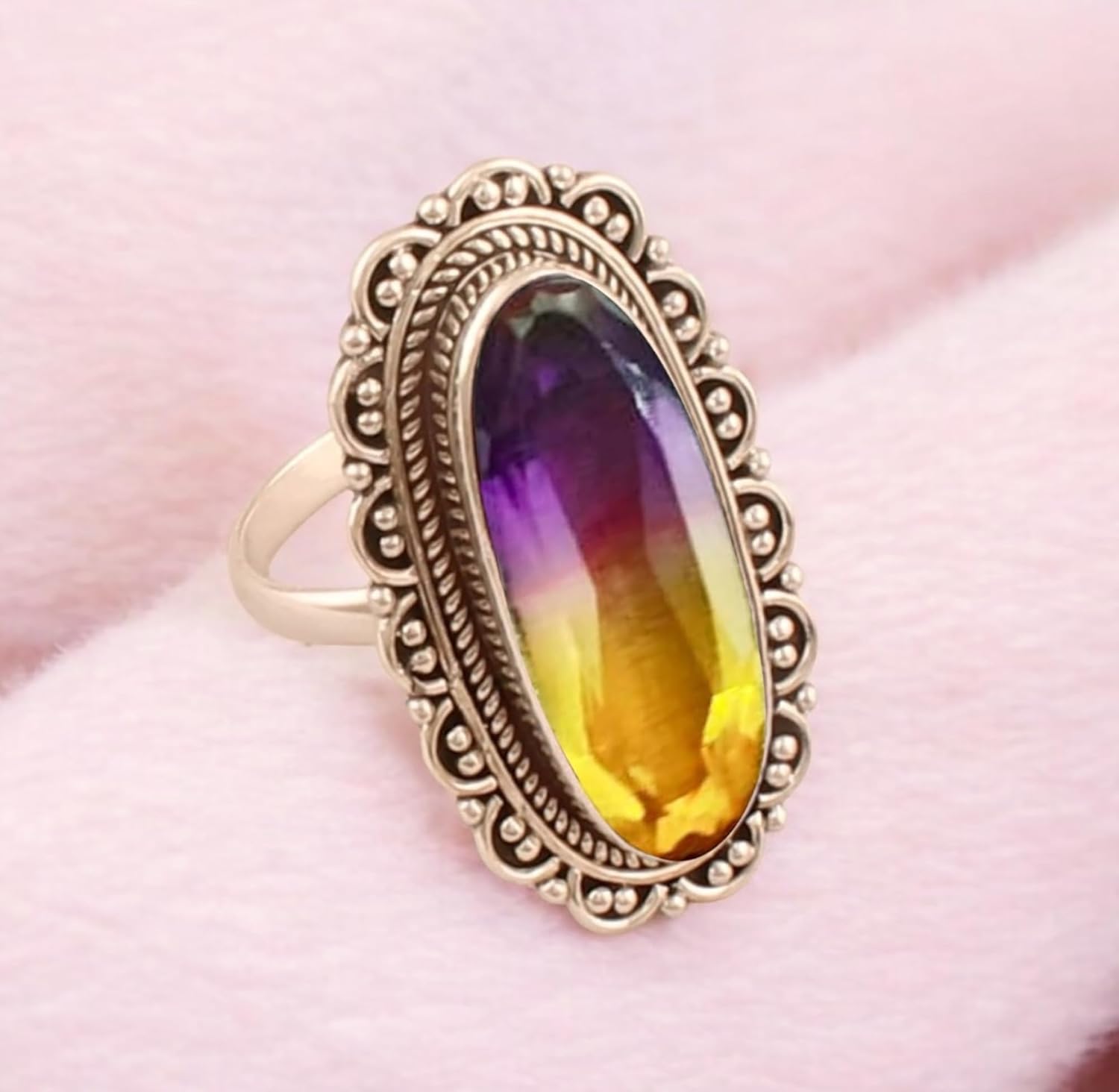 Multi Color Tourmaline Quartz Ring 925 Solid Sterling Silver Ring Handmade Boho Ring, Gemstone Dainty Ring For Women Girl Wedding Promise Gift For Her Tourmaline Jewelry