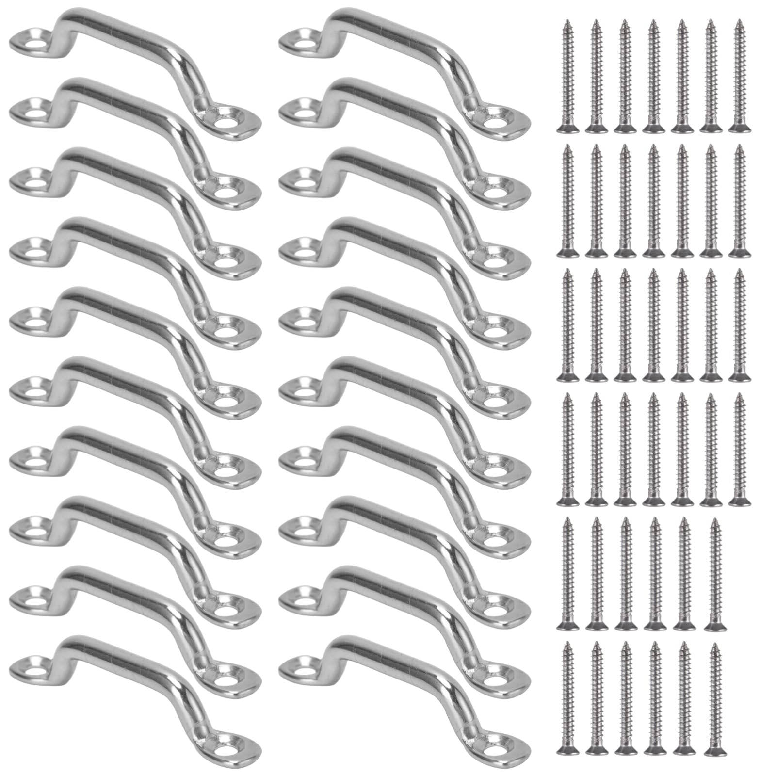 Generisch 20 STK. Bimini-Top Strap Footman Loops, 3 Zoll 304 Edelstahl Pad Eyes, Marine-Hardware Zurrösen mit Schrauben, für Kajak-Boot-Rigging und Bootsabdeckung, Silber