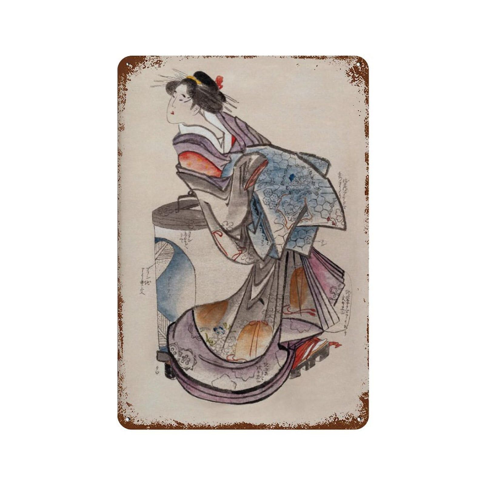 xiaoxiaoshen Hokusai Japanese Woman Ukiyo1 Wall Decor Art Metal Tin Poster Modern Home Decor Art Home Bar Shop Decorations Vintage Sign 30x20cm