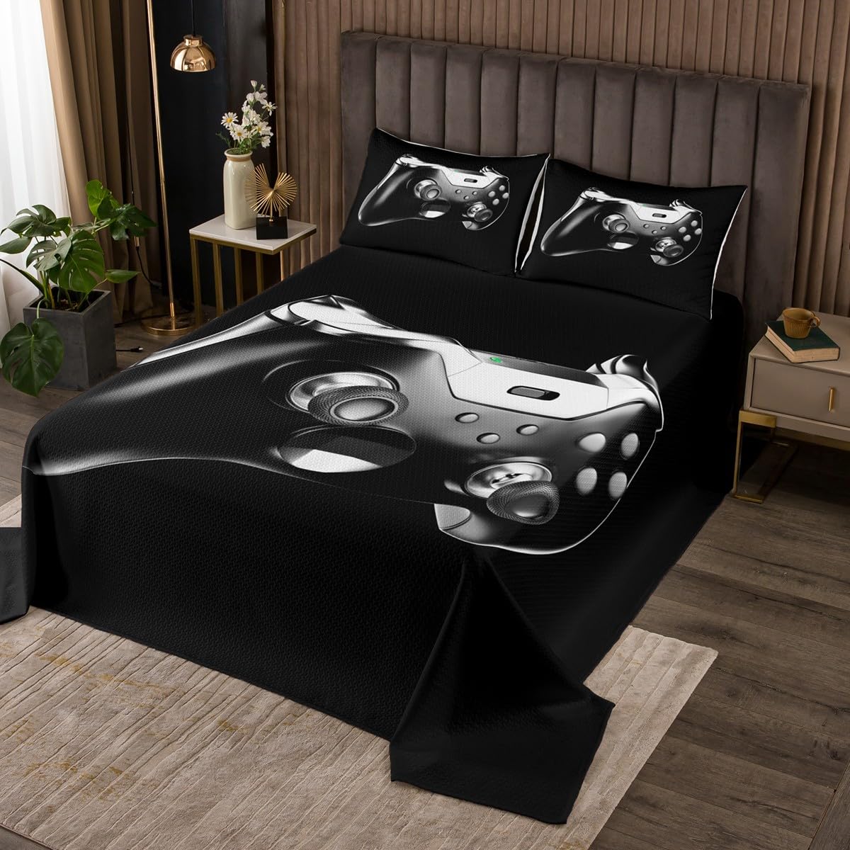 Copriletto Gamer Trapuntato Con Gamepad - Set Microfibra Per Letto Matrimoniale 240x220cm - Foto 5
