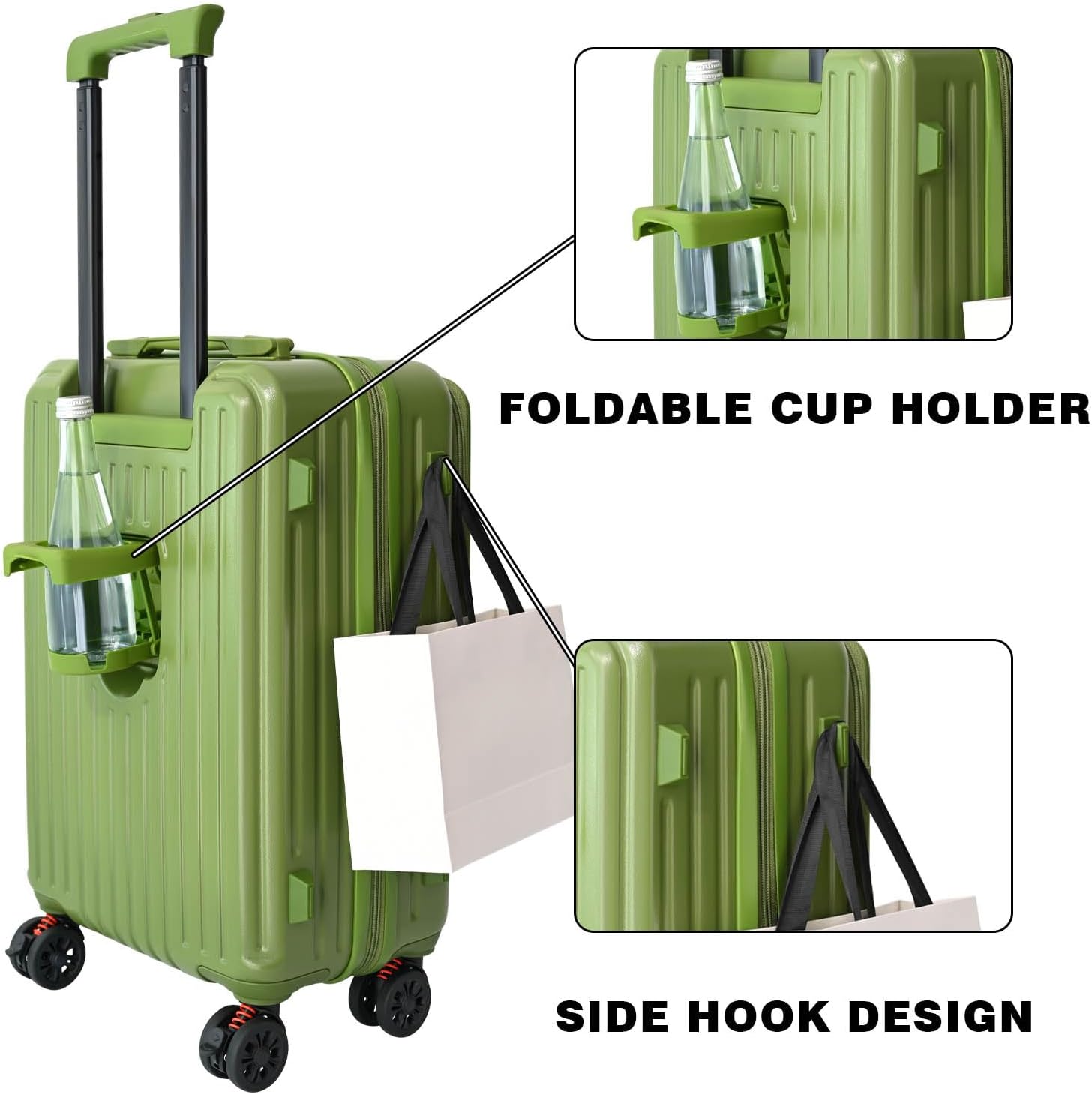 Carry on Luggage 22x14x9 Airline Approved, Carry on Suitcases with Wheels, Expandable Suitcase with YKK zipper, Top Open Design Luggage with Spinner wheels, Perfect for Gift, Pale Green Luggage.