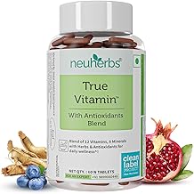 Neuherbs True Vitamin With Iodine Multivitamin With Zinc, Vitamin C, Vitamin-D, Gingseng, Ginkgo Biloba, Coenzyme Q-10, Lutein & Choline For Men And Women