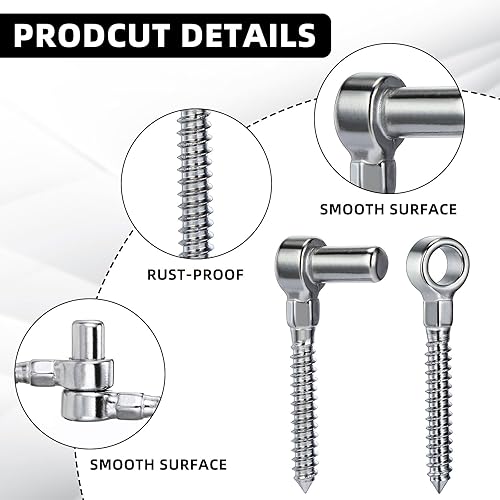 Miniatura 3 de Zonon 4 bisagras de puerta de acero inoxidable 304 para vallas de madera resistentes, 4-12 pieza de moldeo de una pieza M16 gancho de ojo para