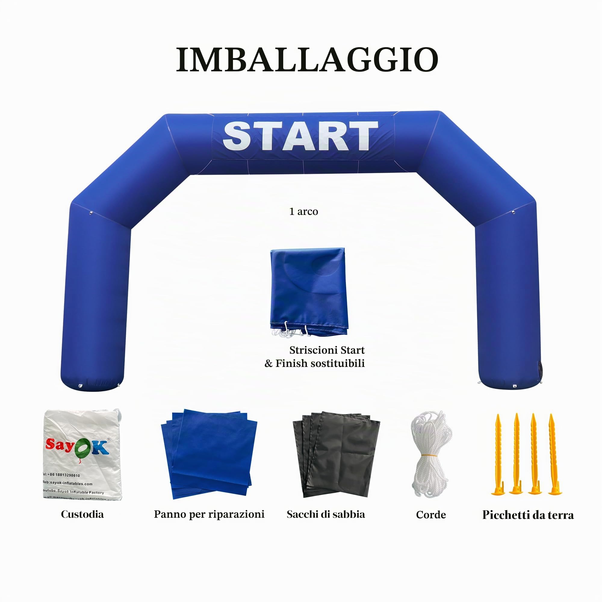 Sayok Arco gonfiabile per esterni, arco gonfiabile, linea di partenza, striscione con soffiatore d'aria per eventi pubblicitari