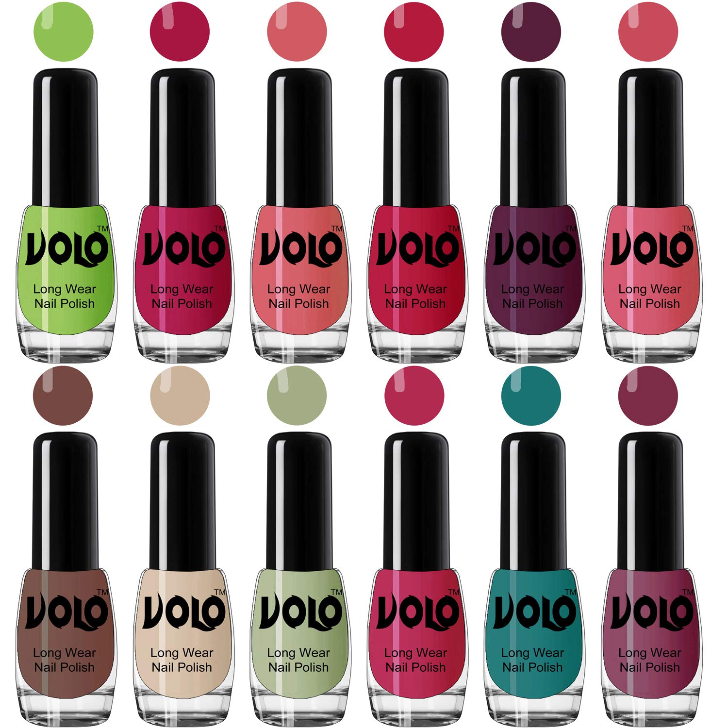 Volo Boss of Gloss Nail Polishes Set of 12 Pcs Infinite Collection(Green, Magenta, Peach, Corals, Wine, Pink, Nude, Nude, Mint, Pink, Green, Pink) 60 ML-image-28