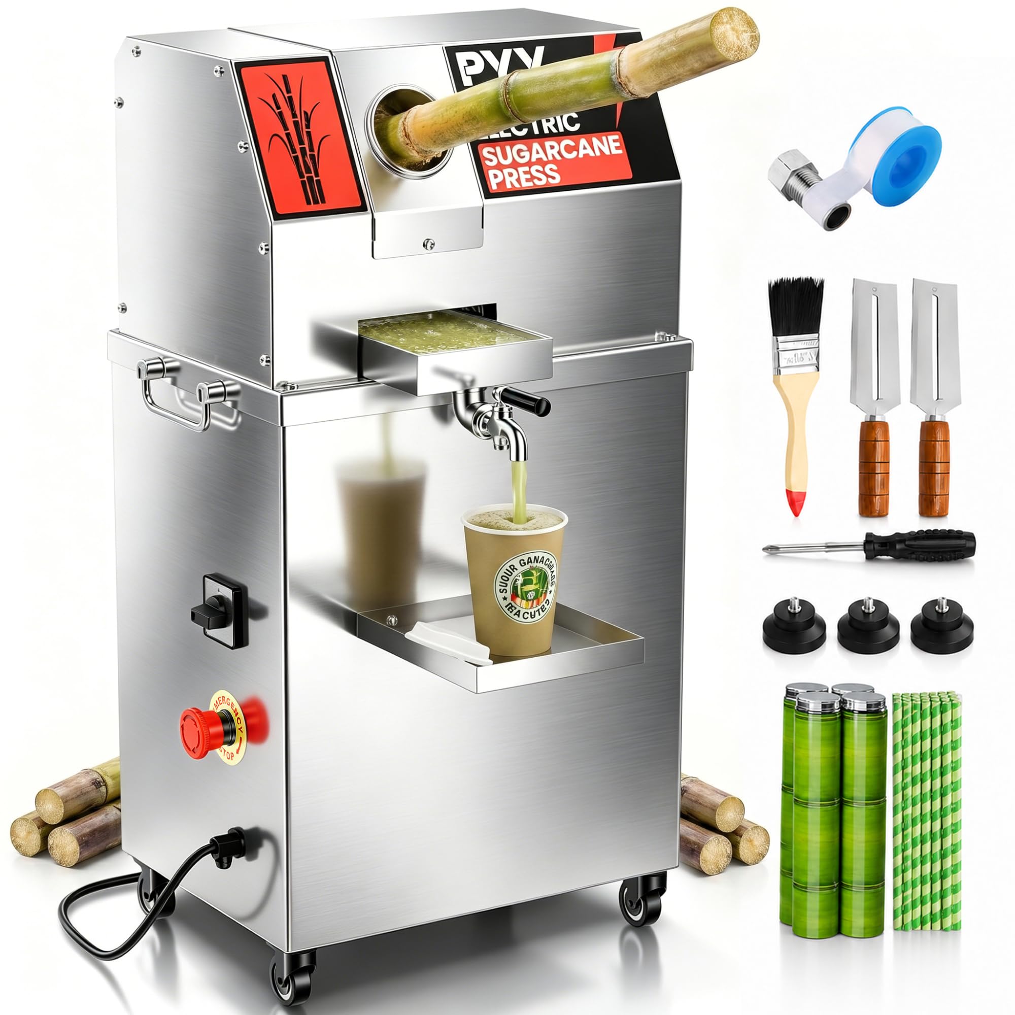 Photo 1 of PYY Sugar Cane Juicer - Electric 3-Roller Sugarcane Juice Press 29Inch