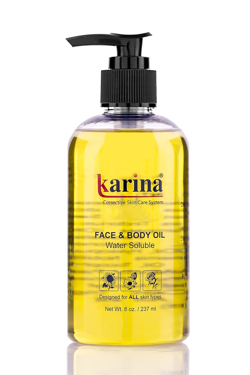 Karina Skincare - Face and Body Oil - Helps Hydrate & Nourish Skin - Botanical Ingredients - Grapeseed, Avocado, Rosehip Oils - Designed For All Skin Types - 8oz