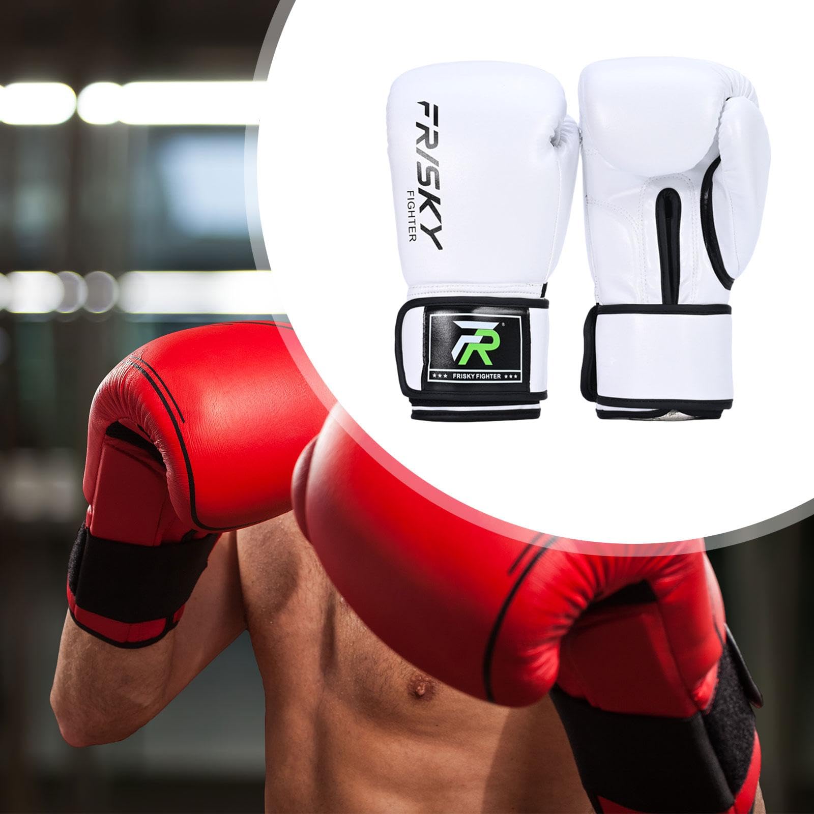 Guantoni da, Attrezzatura per Allenamento Uomo E Donna, Guantoni da, Guantoni da Pugilato per MMA, Sparring, Grappling, Kickboxing, Bianco 12OZ