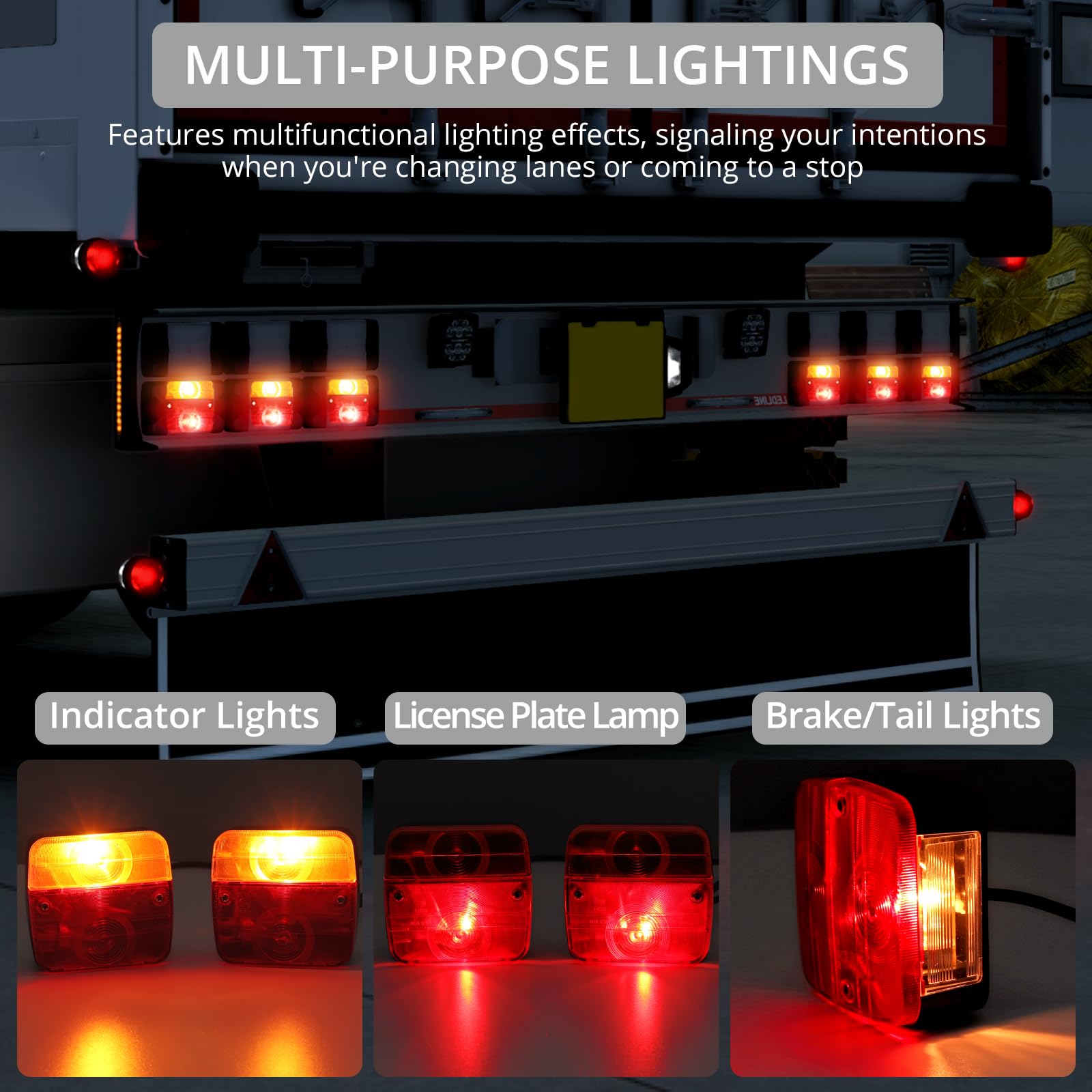 Justech 2 Pezzi Luci Posteriori Super Luminoso 12V Luci Posteriore del Rimorchio con E-mark Set Fanali Posteriori Impermeabile IP65 con Cavo da 7,5 m Fanali LED Rimorchio 21W con Montato a Vite