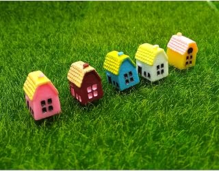 EMiEN 5 Pieces Mini House Miniature Ornament Kits,Miniature Ornament for DIY Dollhouse Decoration Fairy Garden Plant Décor