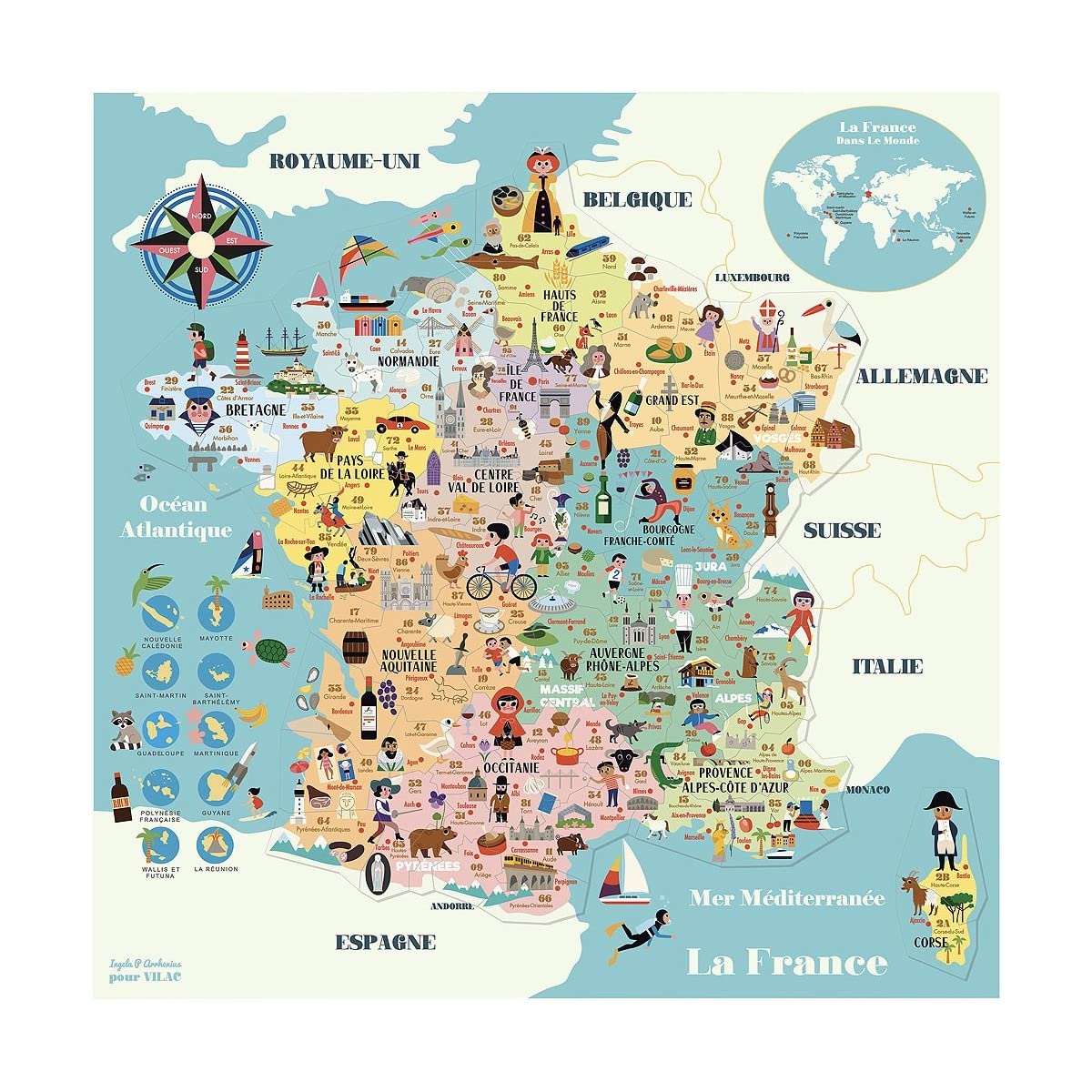 Carte de France Magnétique Jeu Éducatif en Bois pour Enfant Dès 5 Ans | Régions et villes à assembler | apprentissage ludique de la géographie | pièces aimantées à déplacer | idée cadeau ludique