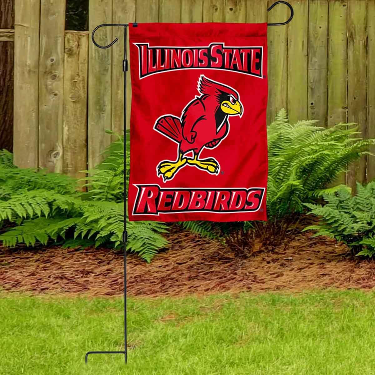 College Flags & Banners Co. Illinois State University Garden Flag and Stand Holder Flagpole Set