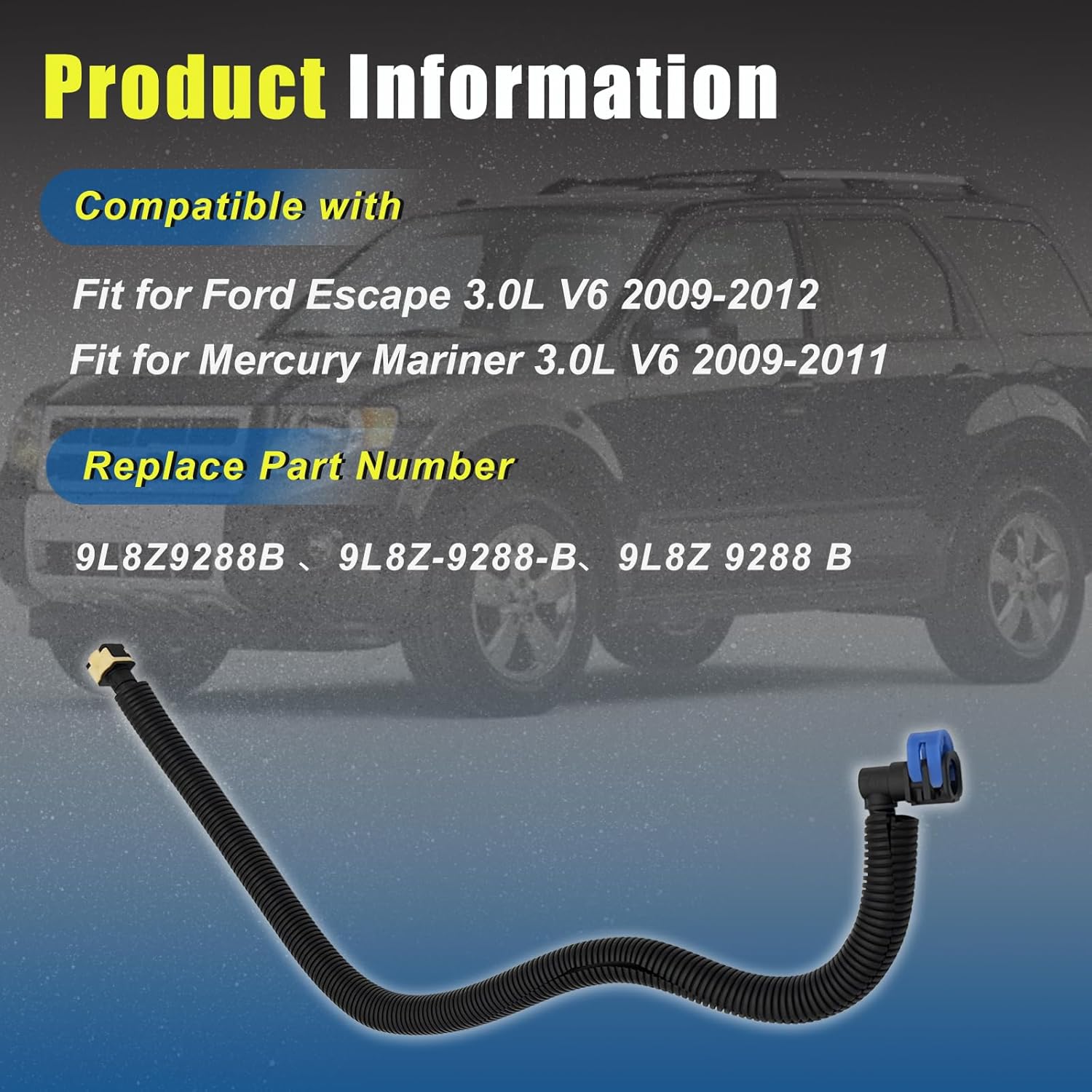Fuel Line Hose Assembly Fit for Ford Escape 2009-2012 Fit for Mercury Mariner 2009-2011 3.0L V6 Replace 9L8Z-9288-B 9L8Z9288B From Rail Down to Frame