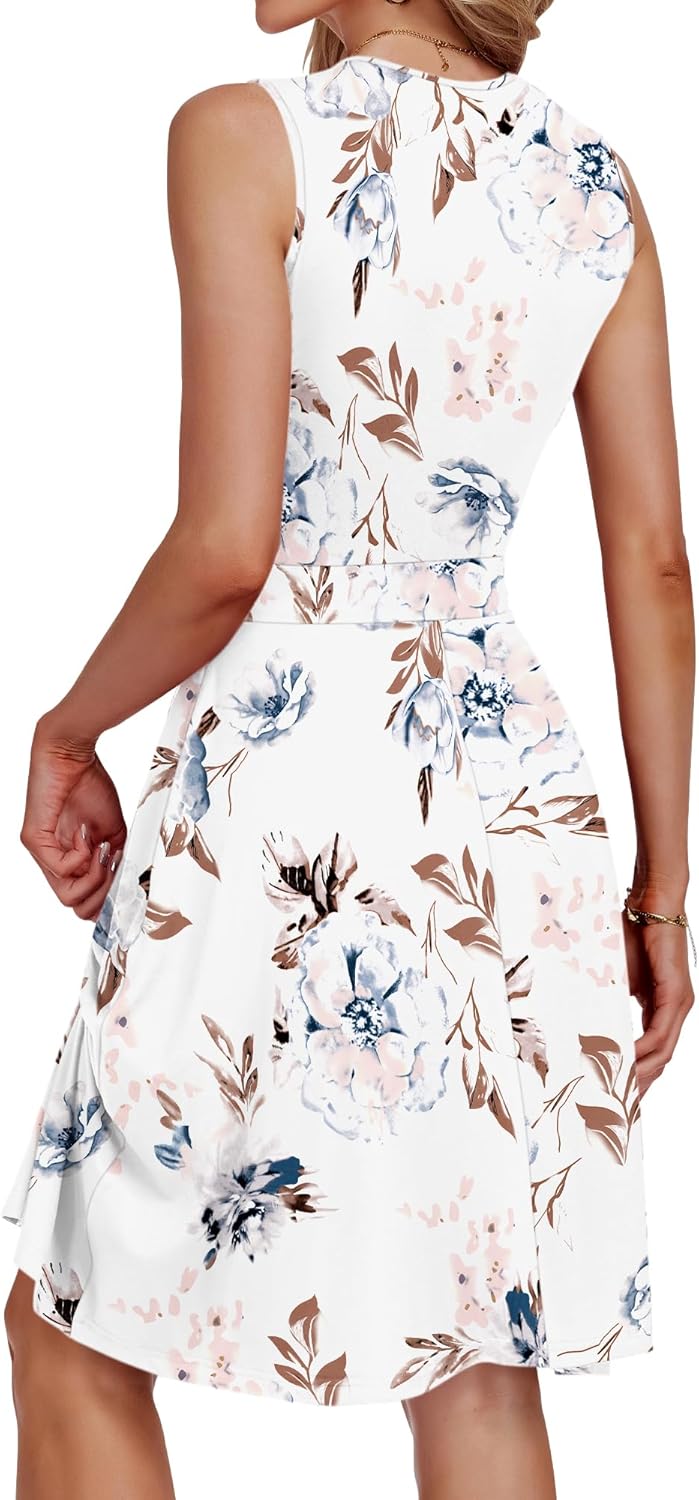 AUSELILY Womens Summer Dresses 2026 Sleeveless V Neck Wrap Floral Sundress with Pockets - Image 4