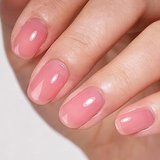 Peach Pink Sheer Gel Nail Polish​​, One-Stroke Full Coverage, 21-Day Non-Chip & Translucent Sheer, for Daily Wear/Wedding/Date Nights -T148