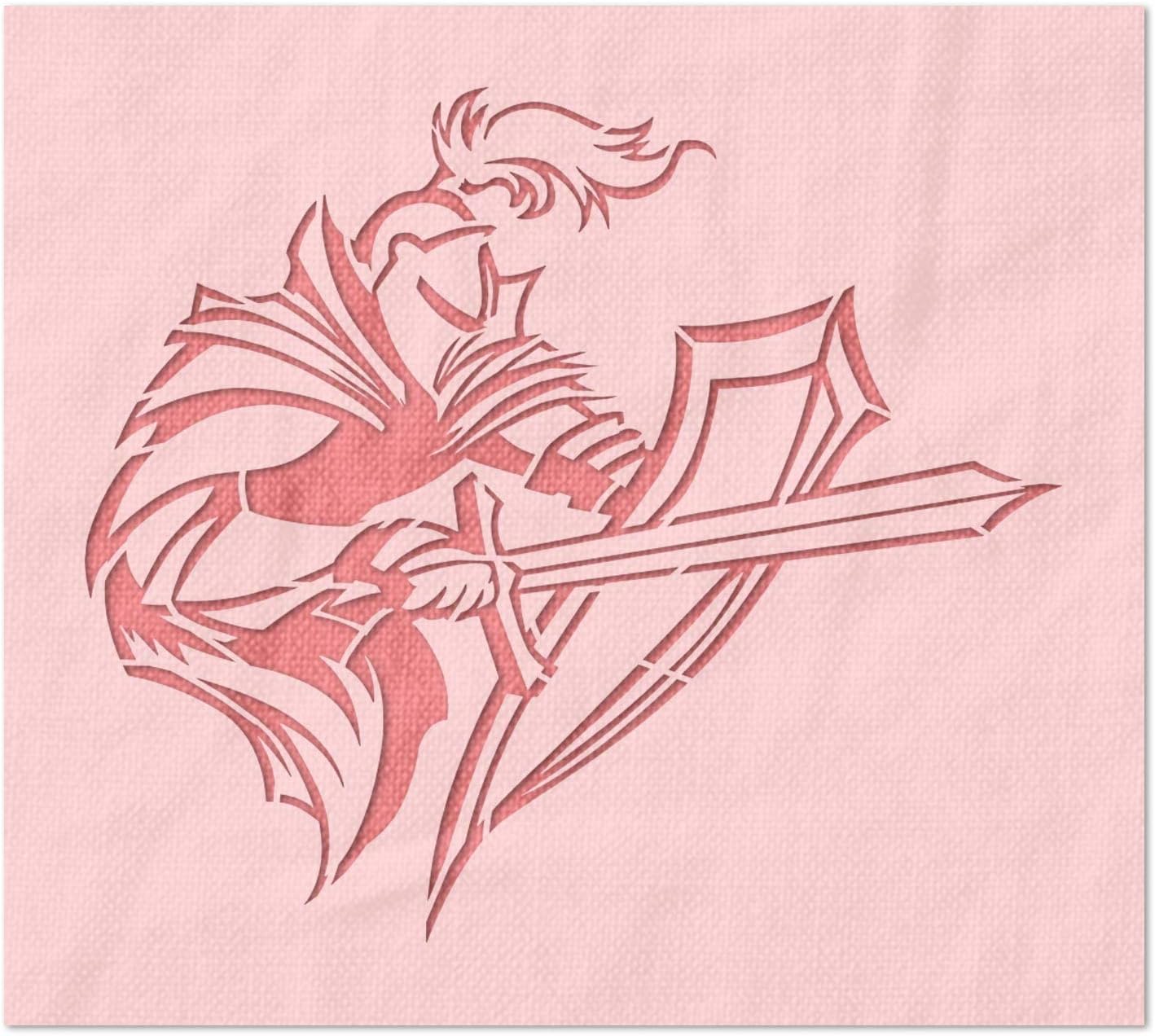 Stencil Stop Medieval Knight Logo Stencil - Reusable for DIY Projects, Painting, Drawing, Crafts - 14 Mil Mylar Plastic (18 x 15.75 inches)