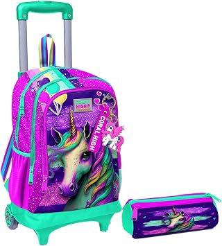 Coral High Pembe Su Ye ili Unicorn I kl  Tekerlekli  ek ek  anta ve Kalemlik Seti - K z  ocuk