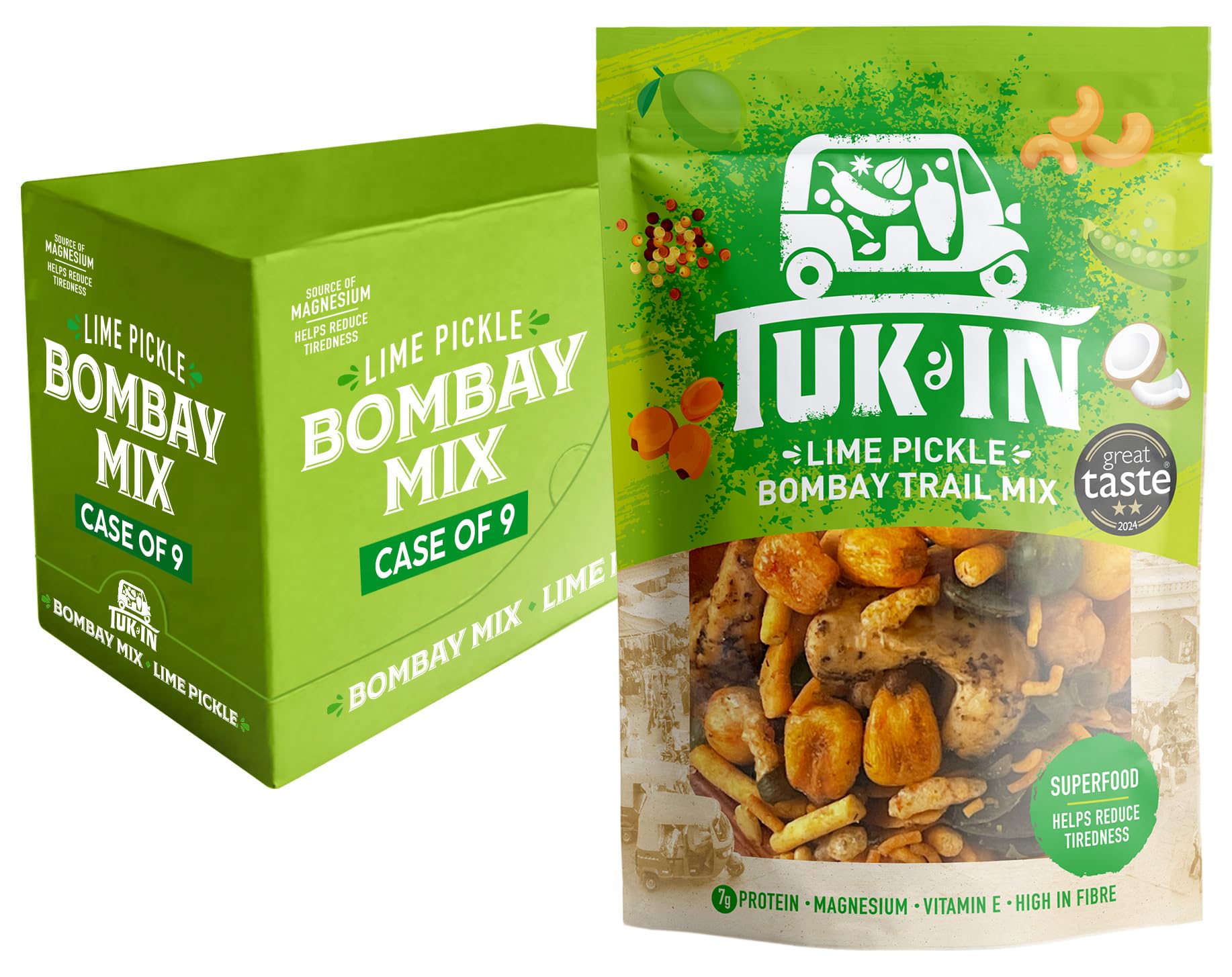 Lime Pickle Superfood Bombay Mix | Case of 9 Units | Vegan Healthy Snack | Source of Magnesium