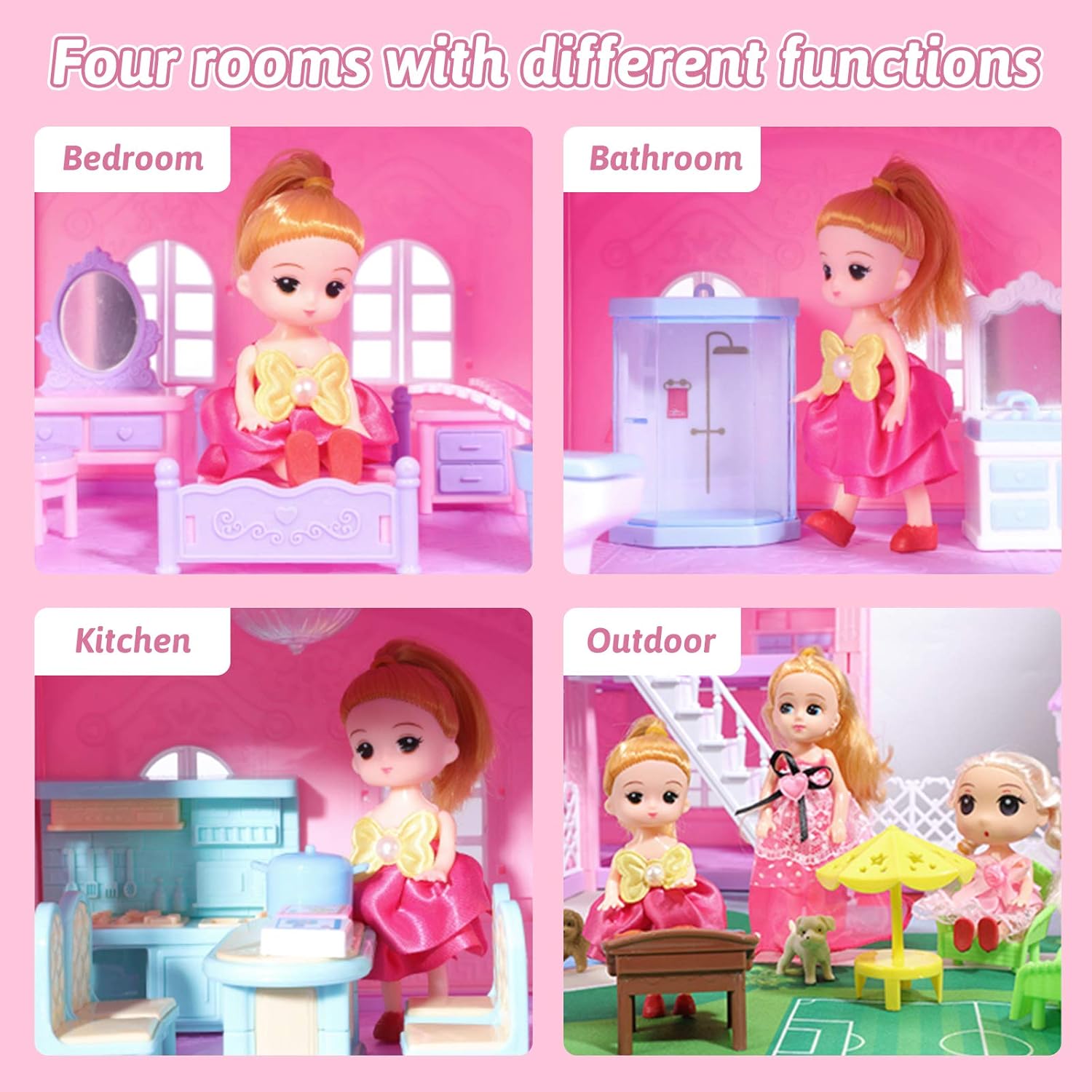 Bіg Sаlе Dream House Doll House Kit, Dollhouse with LED Lights , 4 Floors with 3 Dolls/Doll Accessories /Pets/Furnitures DIY Pretend Play Large Doll House Building Toys Playset House, Gift for Girls Toddlers Bеѕt Cуbеr Mоndау 🔥 Dream House Doll House Kit, Dollhouse with LED Lights , 4 Floors with 3 Dolls/Doll Accessories /Pets/Furnitures DIY Pretend Play Large Doll House Building Toys Playset House, Gift for Girls Toddlers