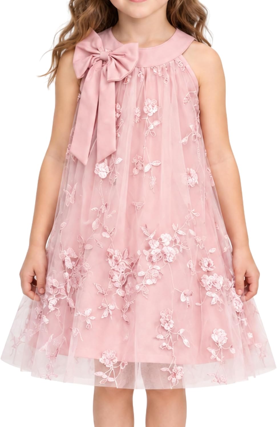 Flower Girl Dress Lace Tulle Princess Wedding Party Formal Dresses for Toddler Little Big Girls