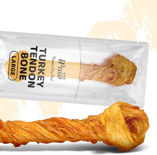 Miniatura 9 de iPaw Tendones de Pavo para Perros, 100% Pavo y Materia Prima de Origen Estadounidense, Hipoalergénico, Masticable Natural de Grado Humano