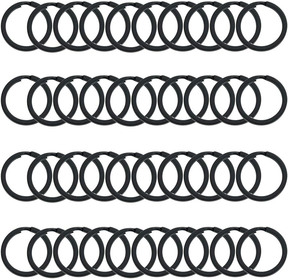 40-Pack Heavy Duty Metal Split Key Rings Black Round 32mm Flat Car Keyrings Keychains DIY Jewelry Projects Craft Making Findings