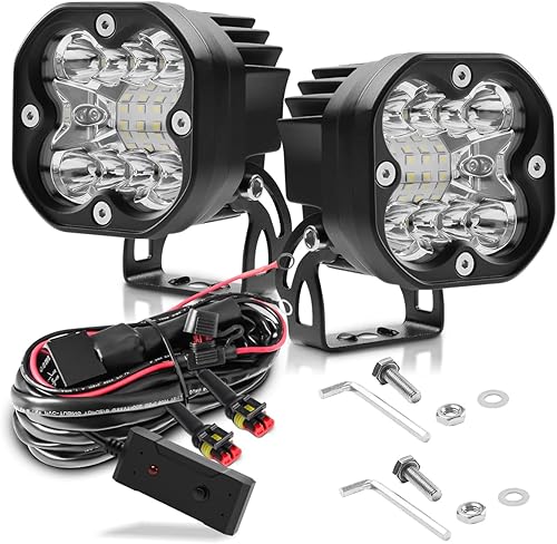 V4 - Kit de barra de luces LED LED de 2 unidades, luces auxiliares de conducción LED blancas para Jeep, todoterreno, camiones, ATV, UTV, SUV, RZR,