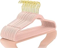 Vista 31 de MIZGI Perchas de Terciopelo Premium (Paquete de 50) Resistentes - Perchas de Terciopelo Antideslizantes - Percha de Traje de Terciopelo Rosa
