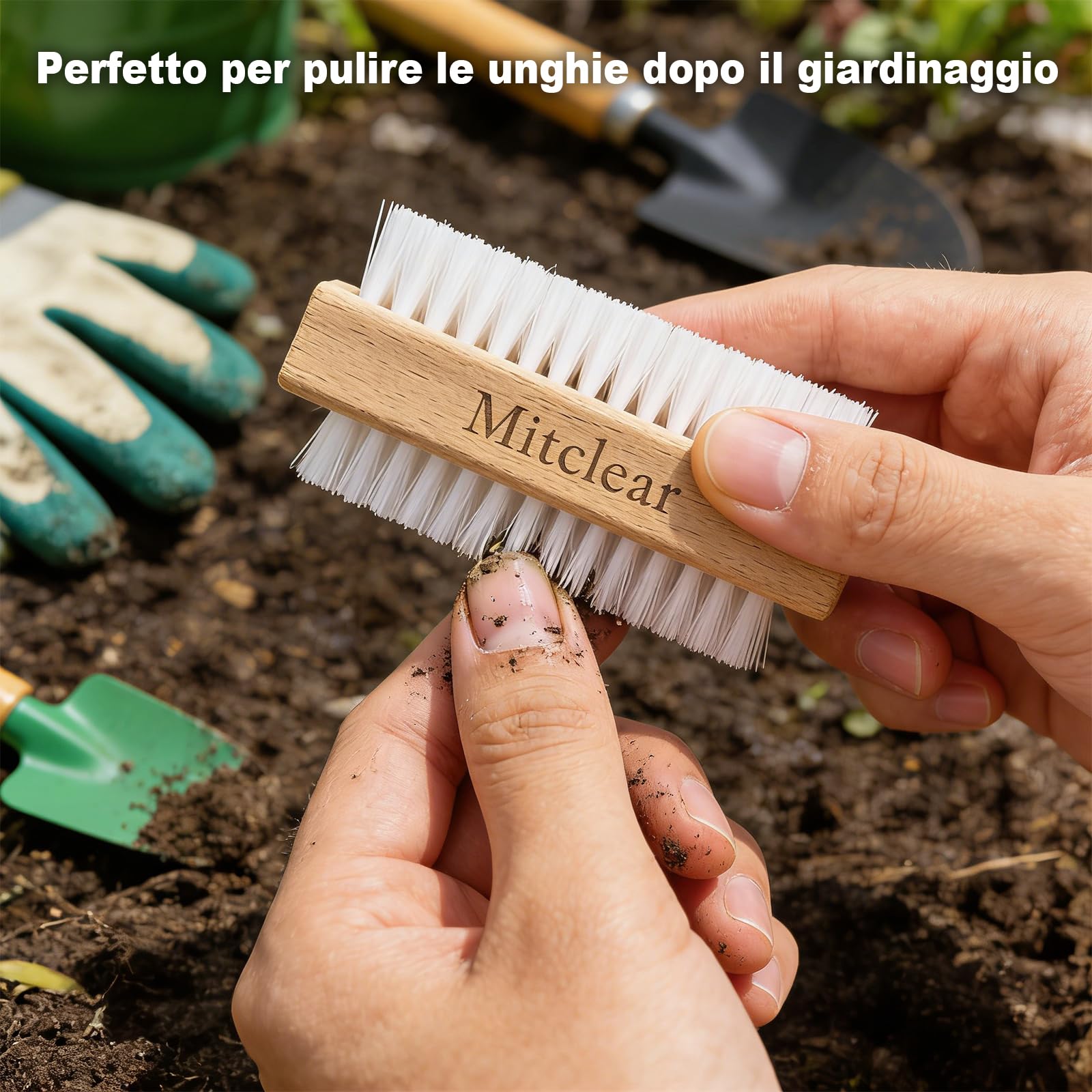 Mitclear Spazzola per Unghie in Legno, Spazzolino per la Pulizia delle Unghie con Setole in Plastica Dura, Spazzoline a Doppia Faccia per la Pulizia di Unghie, Mani, Piedi(3 Set)