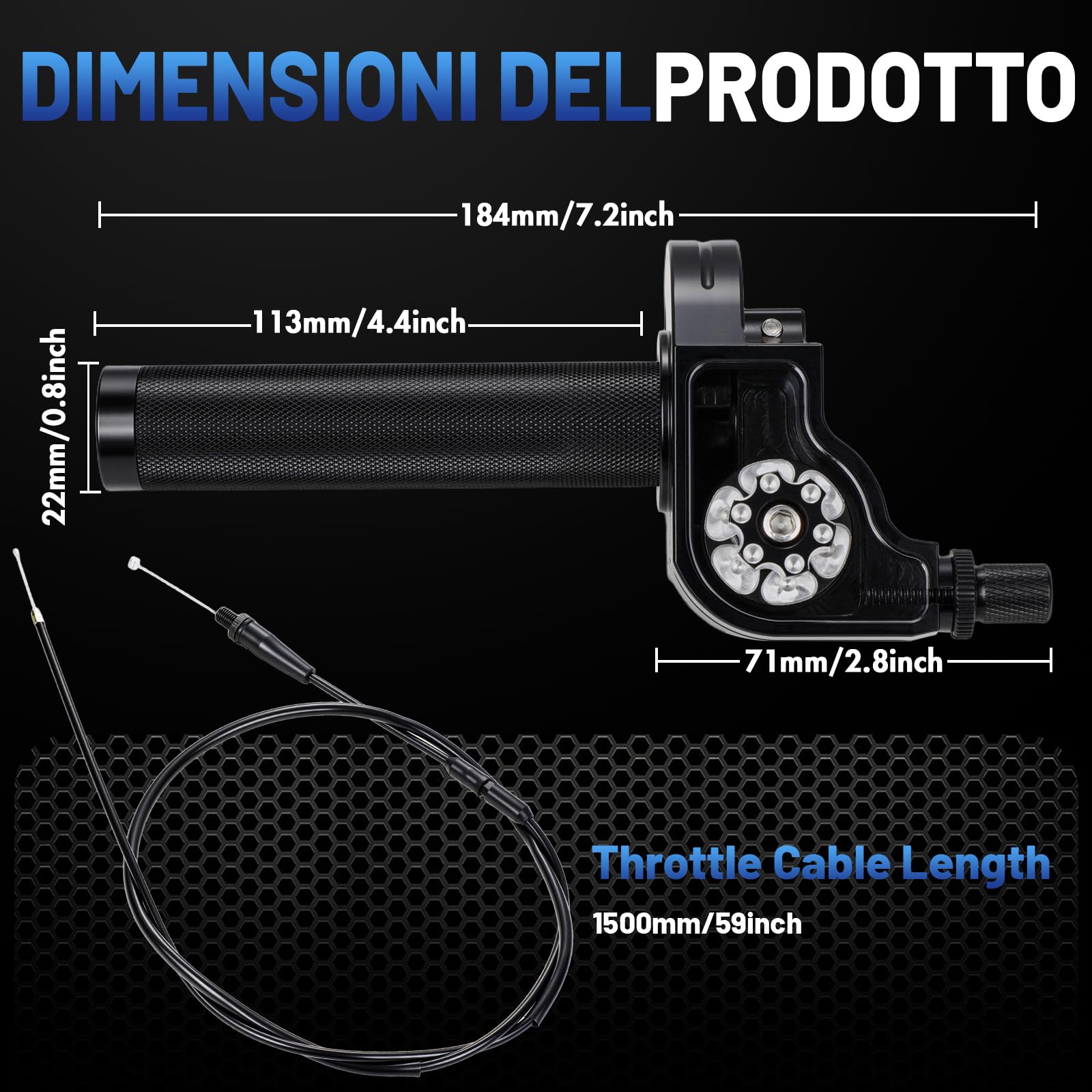 Gas Rapido Domino Moto 7/8'' 22mm Manopole Acceleratore Quick Draw Regolabile Universale per EXC SX XC XC-W EXC-F RR CR CRF CT200U YZ YZF PW WR TTR KLX KX KXF TE TX 50-250cc Pit Dirt Bike Scooter Nero
