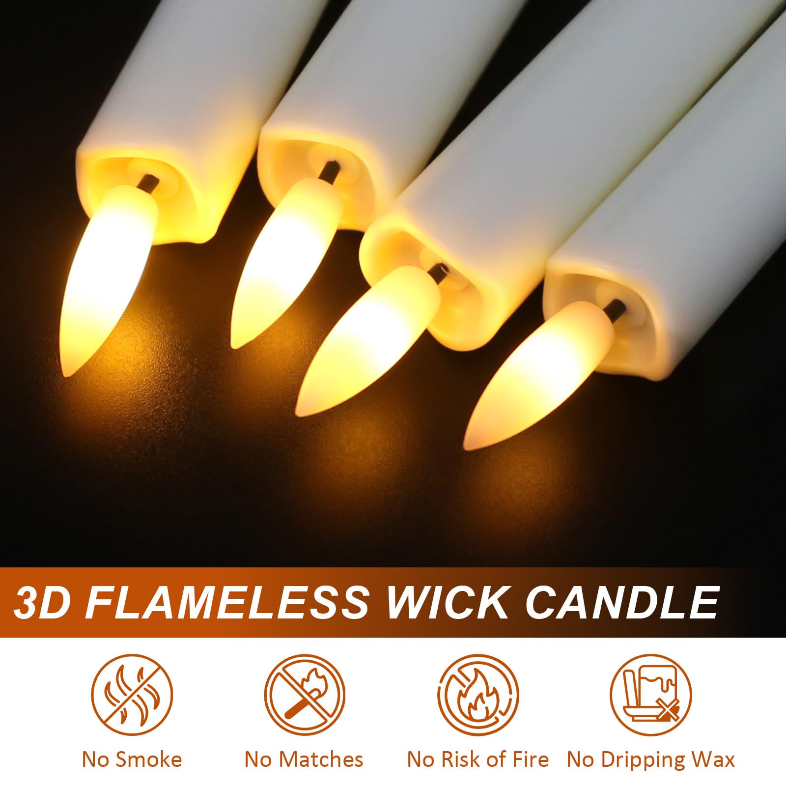 kisidus LED Taper Candles with Remote Control, Flameless Table Candles with Timer Function - Image 2