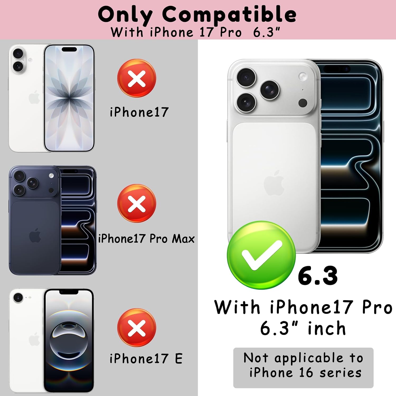 Compatible iPhone 17 Pro Case Magnetic Wallet/Card Holder- Plaid Black Gray image 2