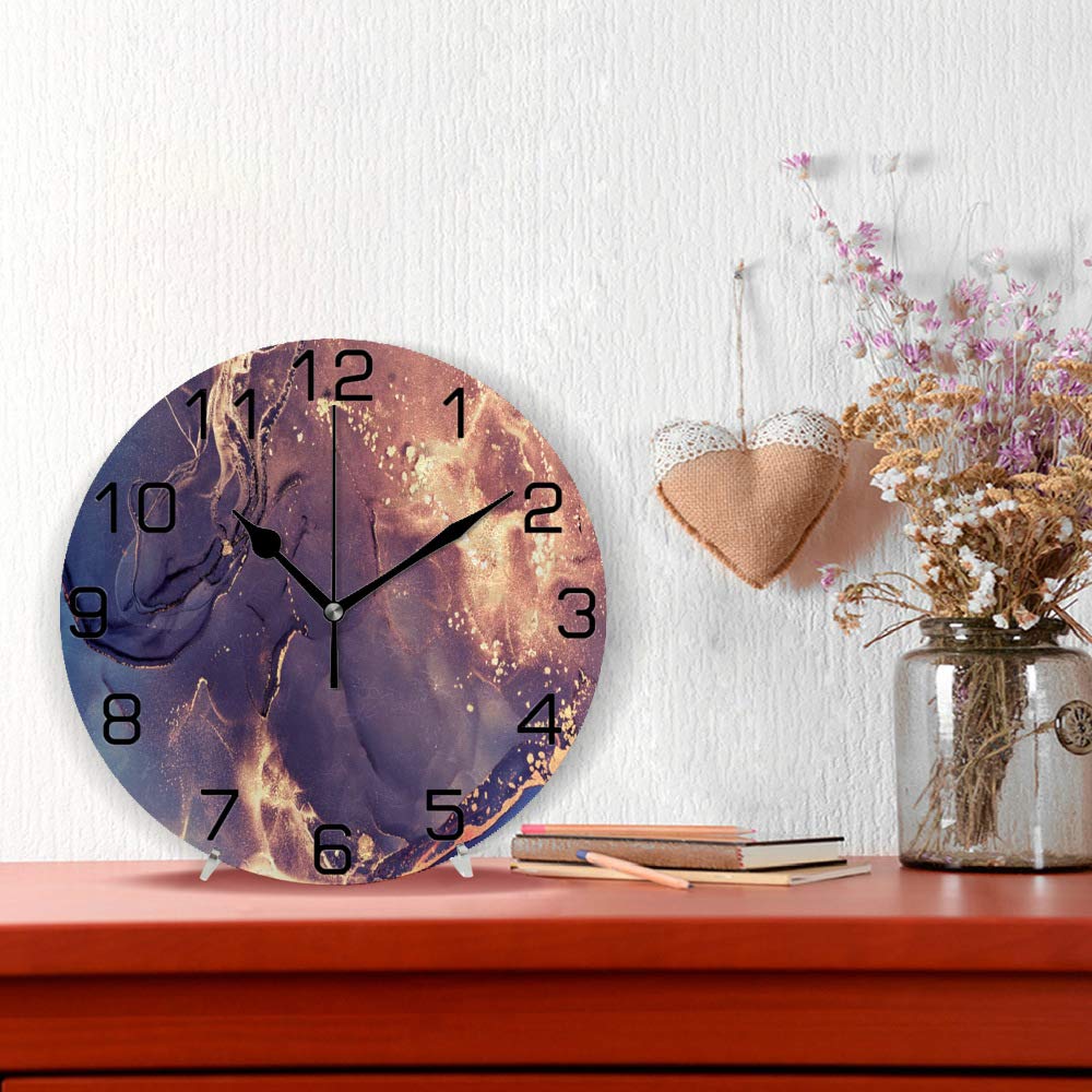 Horloge murale ronde silencieuse à piles pour cuisine, salon, salle de bain, chambre à coucher, bureau - 25,4 cm