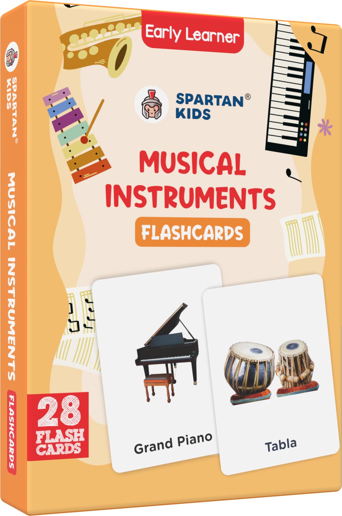 SPARTAN KIDS® Musical Flash Cards for Kids | 28 Early Learning Flash Cards Easy & Fun Way of Learning 1 Year to 6 Years Babies