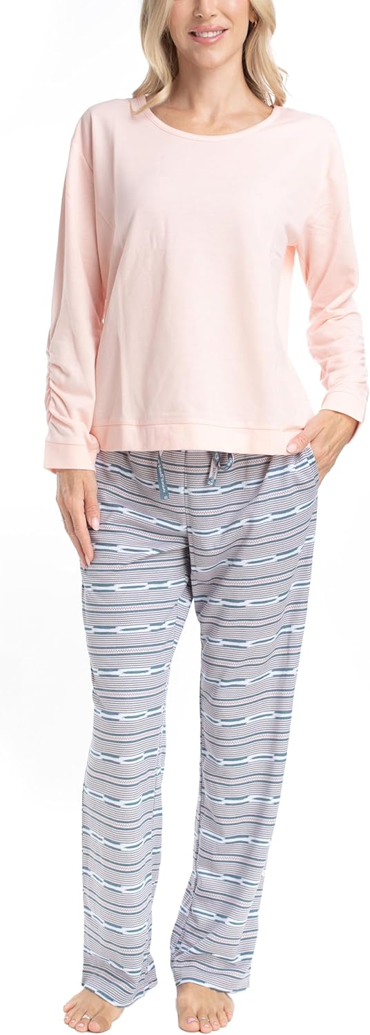 MUK LUKS Sweater Weather Women's Pajama 2-Piece Set, Super Soft Long Sleeve Shirt and Pants, Pijama De Mujer