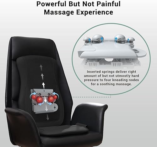 Miniatura 3 de Mynt Almohadilla negra para silla de masaje de acupresión con 4 nodos de amasamiento profundo, masajeador de espalda Shiatsu para silla con calor,