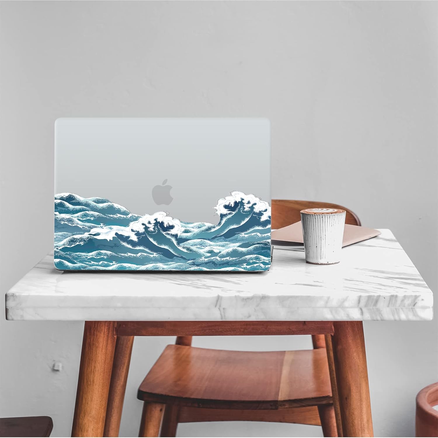 Suitable for MacBook Air 13.6 inch Case 2022 Release Model: A2681 M2 Chip, Printed Pattern Plastic Matte Hard Shell & Laptop Sleeve & Keyboard Cover for Mac Air 13.6, Waves 5