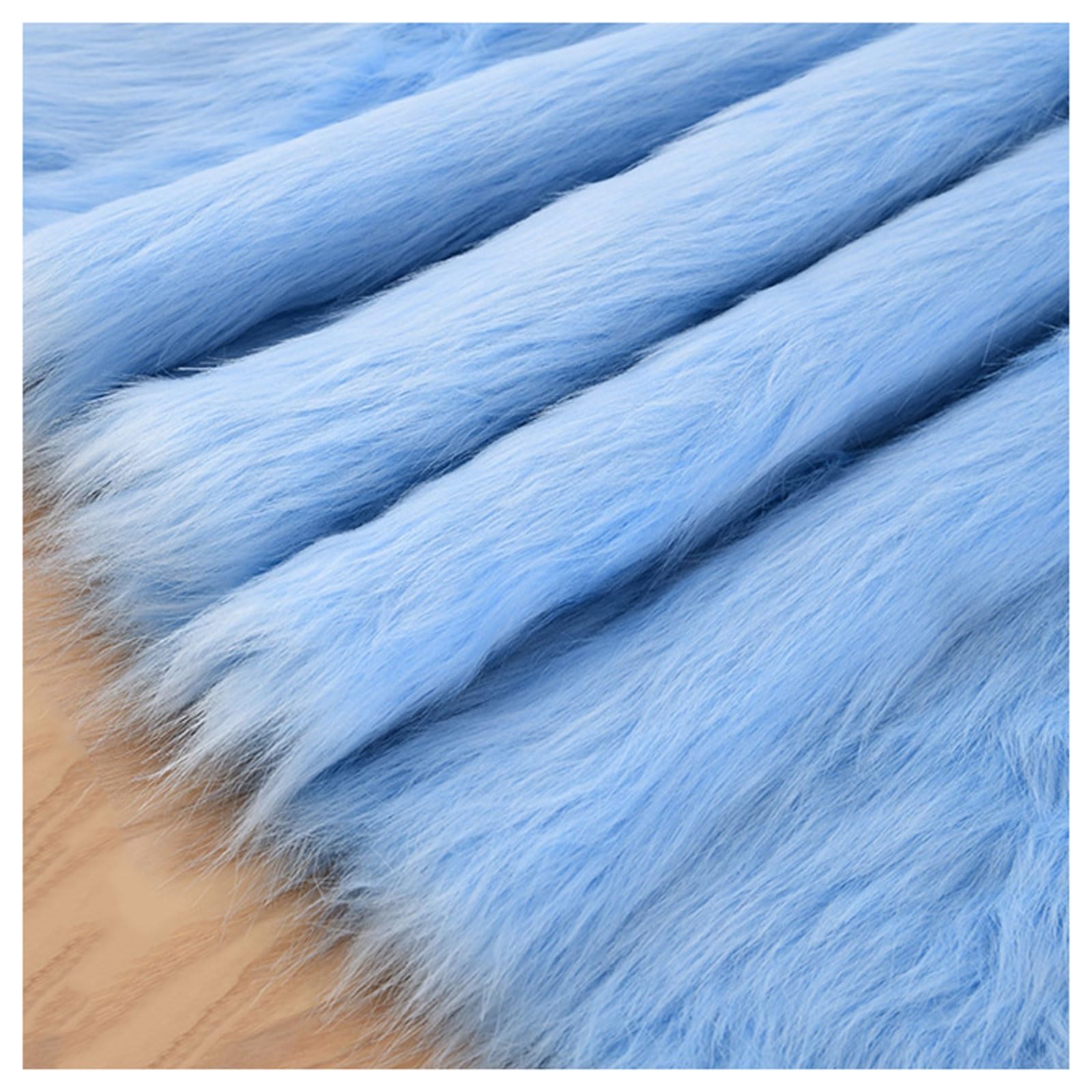 Long Pile Faux Fur Fabric, Fluffy Decorative Fake Fur Material, 5cm Soft Plush Faux Imitation Fur Material For Fancy Dressed, Costume, Cosplay, Gnome Beards, Art Crafts, Fursuit, 50x50cm(Color:Sky blu