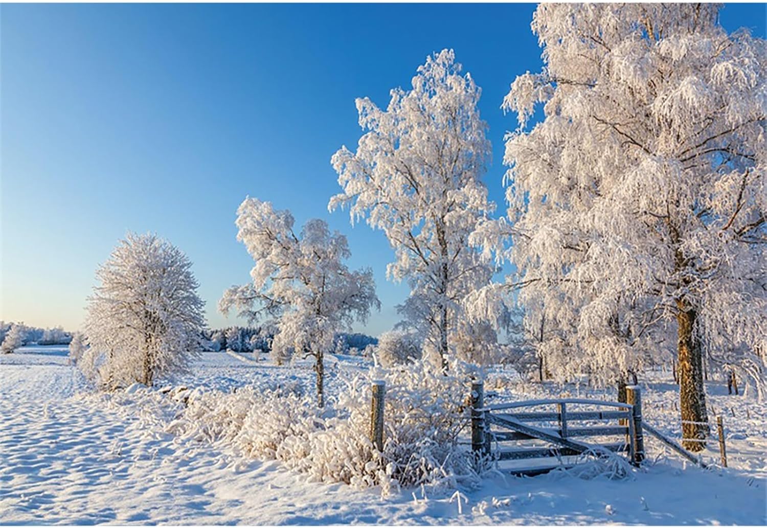 10x7ft Winter Scene Photo Backdrop Winter Trees Snow Covered Fields Nature Landscape Background Christmas New Year Holiday Party Decoration Banner Portrait Photo Props