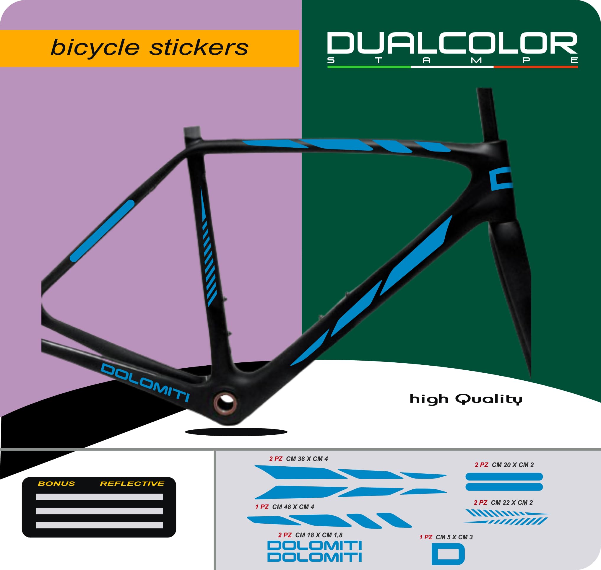 Set 10 Adesivi Stickers Decal Telaio Bici Bicicletta adesivi telaio MTB Universale Protezione COD. B0170 (BLU 53)